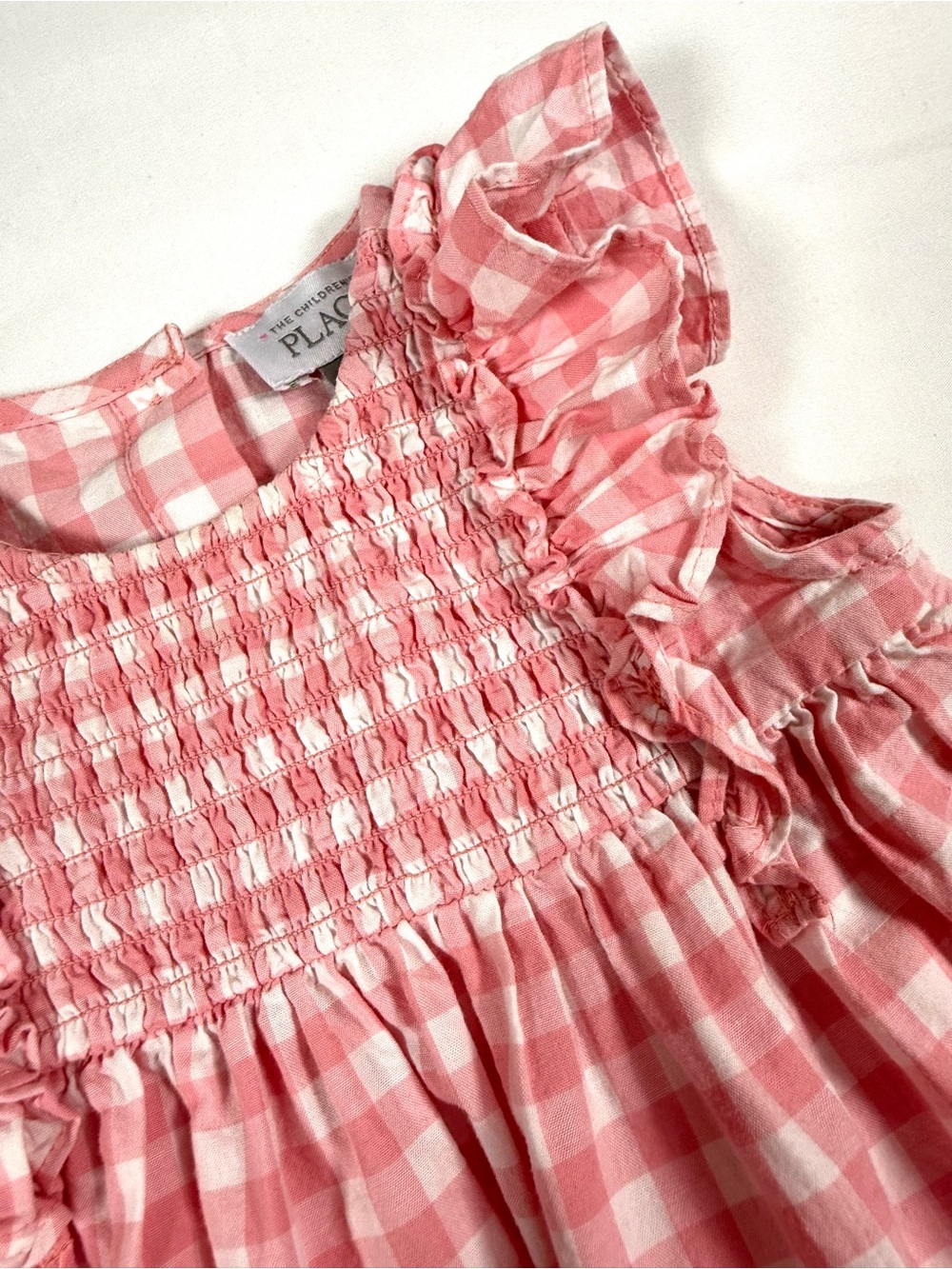THE CHILDREN’S PLACE Girls Gingham Smocked Dress 6–9M Cottagecore Classic - Picture 6 of 9